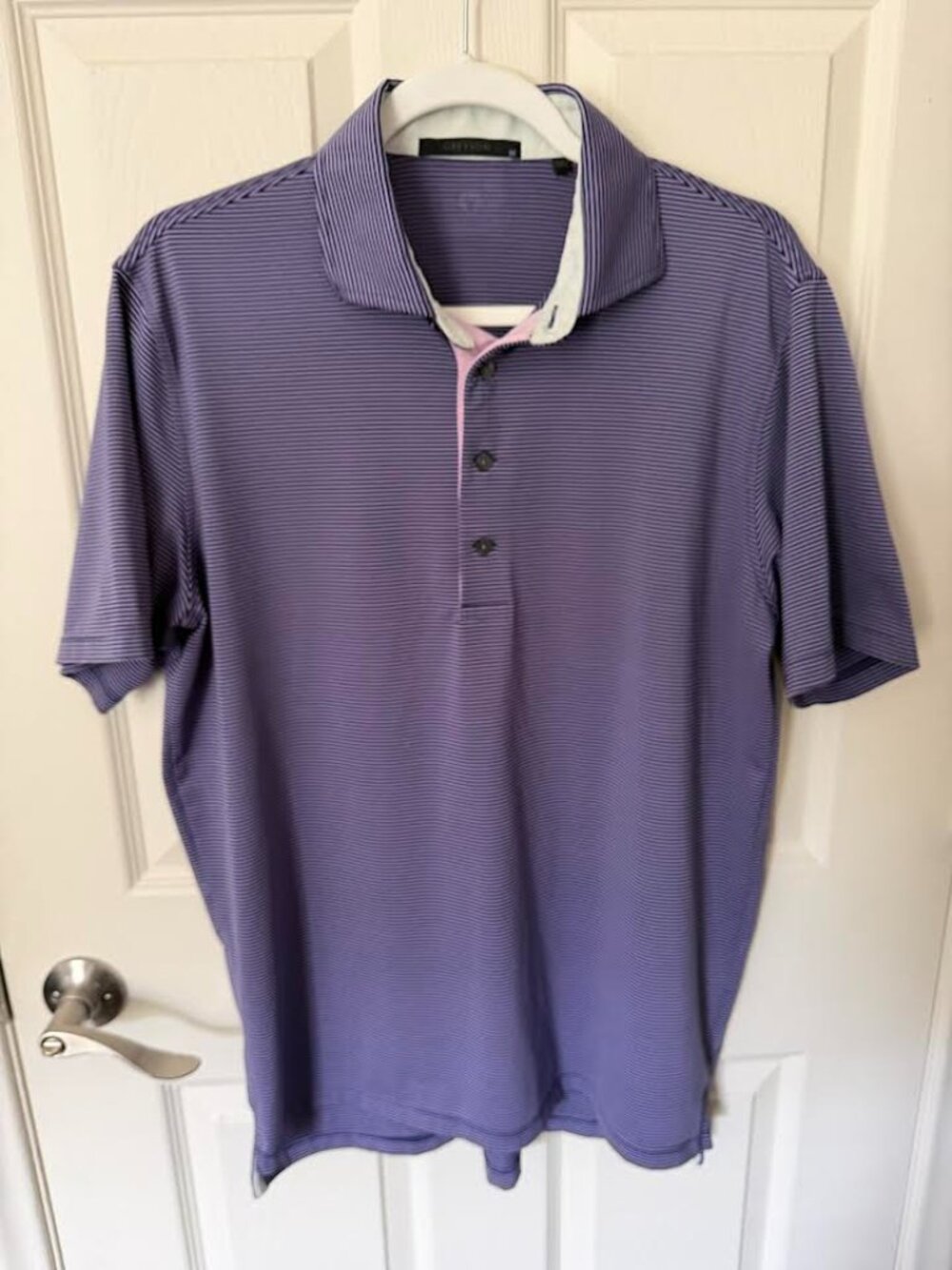 Lot of 2 Greyson Striped Polos Medium Pink/Purple